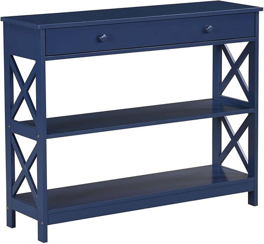 Convenience Concepts Oxford 1 Drawer Console Table with Shelves, Cobalt Blue