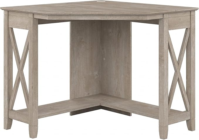 Bush Furniture Key West Small Corner Desk in Washed Gray