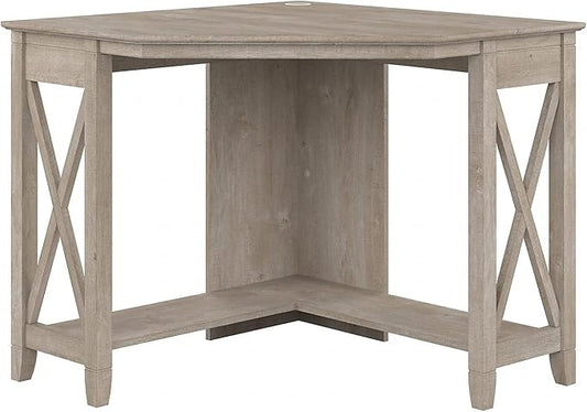 Bush Furniture Key West Small Corner Desk in Washed Gray