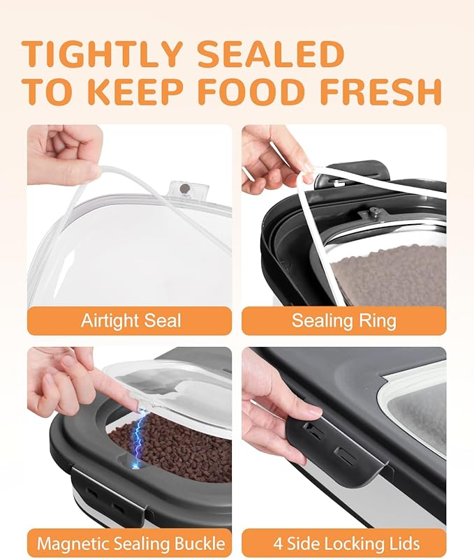 20-23 Lbs Dog Food Storage Container - Collapsible Dog Food Container with Attachable Casters and Scoop,Small Container, Pet Food Storage Containers to Keep Dry Food Fresh,Easy to Move