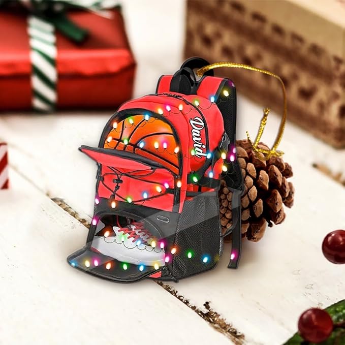 Famitrendz Custom Basketball Christmas Ornaments 2025, Custom Name Basketball Acrylic Christmas Tree Decorations, 2D Flat Baller Ornaments for Tree 03