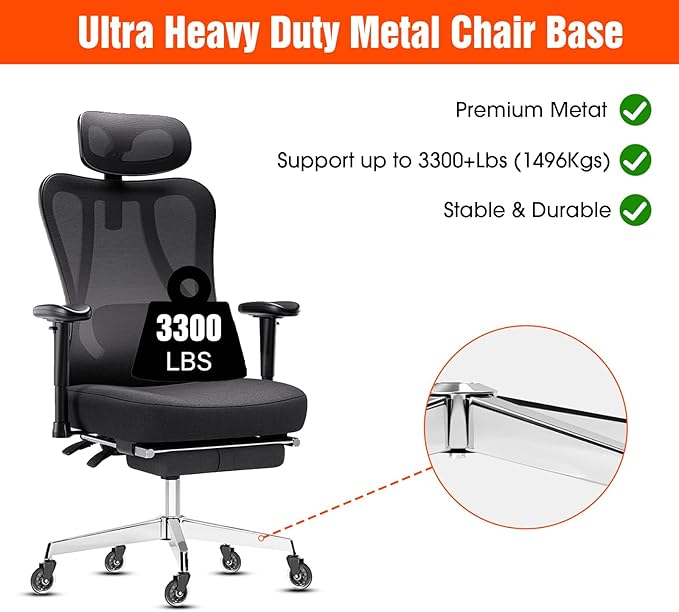 Office Chair Base Replacement PartsWith 5 Casters with Brakes(3300 lbs) - Heavy Alloy Office Chair Base Replacement, Universal Gas Cylinder