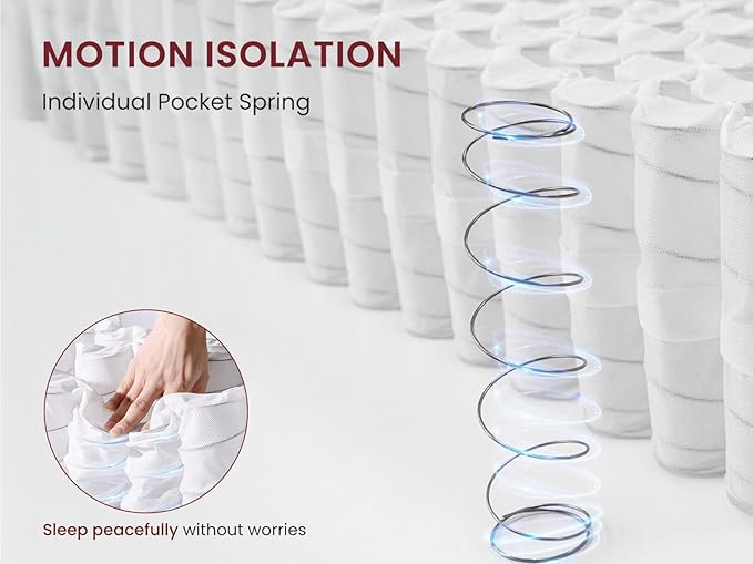 Twin XL Mattress 12 Inch, Hybrid Memory Foam Mattress in a Box, Medium Firm Feel with Motion Isolating, CertiPUR-US® Certified Foam, 100-Night Trial, Personalized Support & Pressure Relief