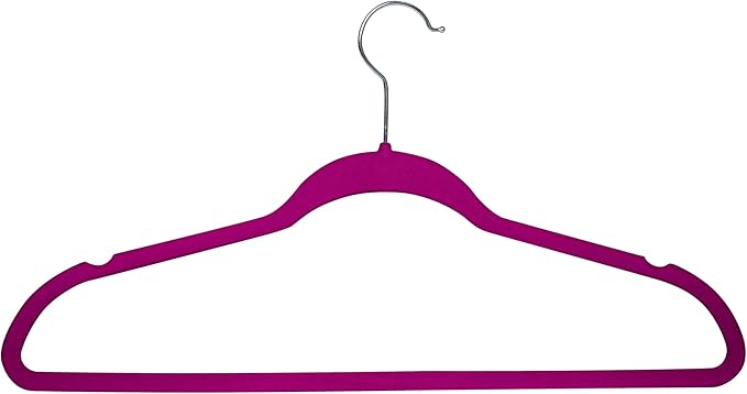 Simplify 10 Super Slim Velvet Huggable Hangers in Fuchsia