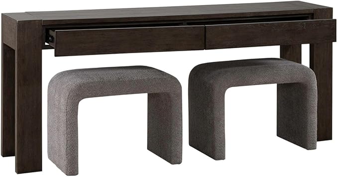 Liberty Furniture Cascade Falls 3 Piece Set - Accent Console Table, 2 Upholstered Stools - Satin Espresso