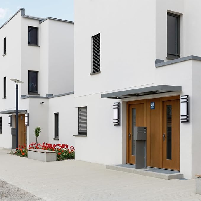 Sytmhoe 2Packs Outdoor LED Wall Lights,16in 10-100% Dimming Modern Porch & Patio Lights Wall Sconce,Black Square Exterior Wall Light Fixture,Suitable for Living Room,Garage,Bathroom(Cool White 6000K)