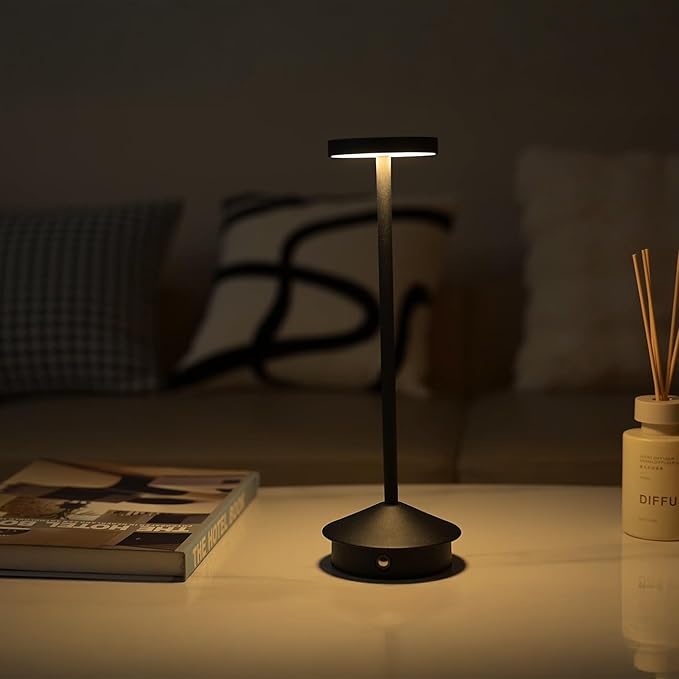 Orbit LED Cordless USB-C Re-Chargeable Desk Lamp, 5200mAh Battery Operated with 3 Color Temperature 2700K-3000K-3500K and Fingertip Touch On/Off Plus Dimming in Black