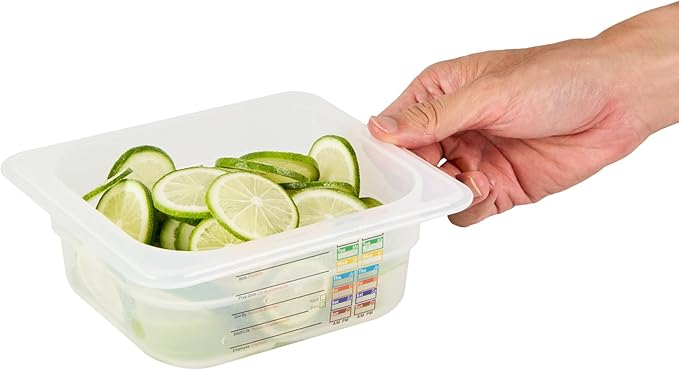 Restaurantware Food Pans Pack of 10 Plastic Square Food Containers 1/6 Size with Traceability Label, Storage Containers Dishwashable Hot Cold Friendly for Restaurants Buffet Commercial Use