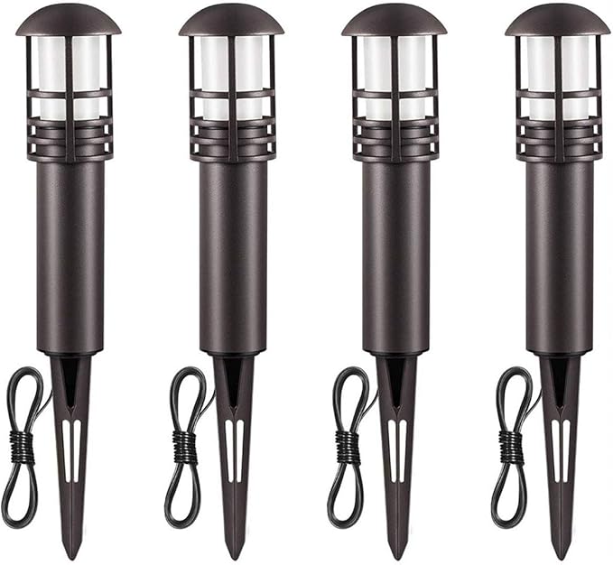 Outdoor Landscape Lighting - Low Voltage Garden Pathway Lights for Yard and Driveway, Aluminum Construction, Waterproof 12V 3W 3000K Warm-Yellow (4-Pack)