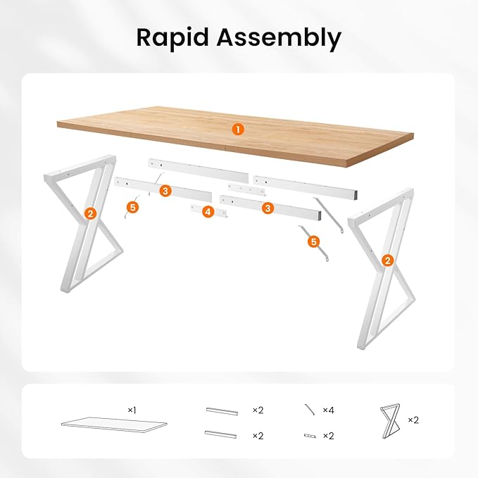 70.9Inch Office Desk, Executive Office Desk，Modern Industrial Style, Z-Shaped Table Legs, Country Black Wood Grain Top, for Home Office, Study, Conference (Natural)