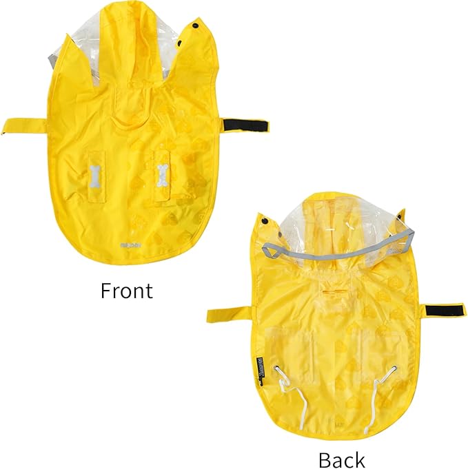 Waterproof Dog Raincoat, Adjustable Reflective Lightweight Pet Rain Clothes with Poncho Hood (Yellow(Water-Activated Color Change), X-Small)