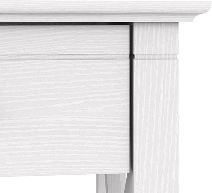 Bush Furniture Key West 60W Modern Farmhouse L Shaped Desk in Pure White Oak, 60-Inch Corner Computer Table for Home Office Workspace