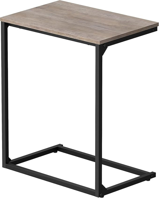 VASAGLE C Shape End Table, Small Coffee Table For Couch Or Sofa, Industrial Side Table In Living Room, Bedroom, 13.8 x 21.7 x 26 Inches, Greige and Classic Black ULNT052B02