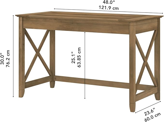 Bush Furniture Key West Collection Writing Desk, Writing Table for Home Office in Reclaimed Pine, Small Modern Farmhouse Desk