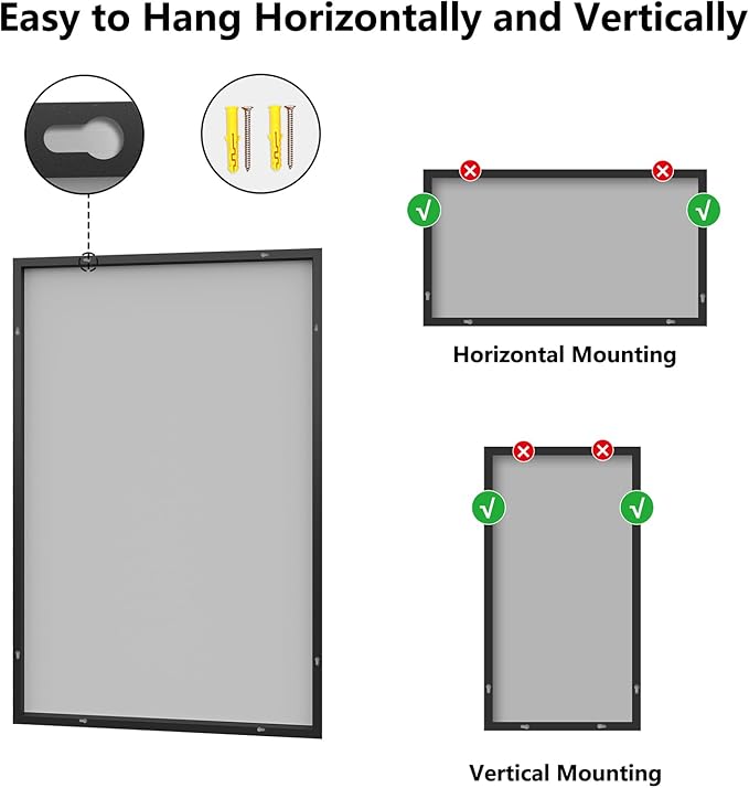 Bathroom Mirror 36"x55" Matte Black Rectangle Bathroom Wall Mirror for Over Sink, Modern Large Vanity Mirror, HD Tempered Glass, Anti-Rust Aluminum Alloy Frame, for Living Room, Bedroom, Entryway