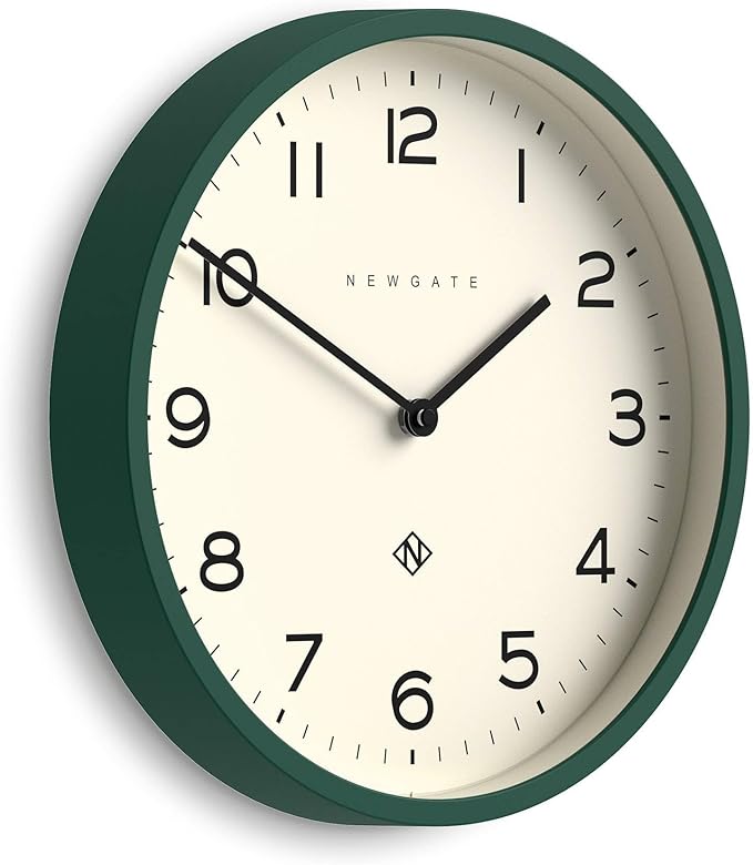 NEWGATE® Number Four Echo Wall Clock | Modern Round Clock | 30cm | Eden Green | Easy to Read Numbers | Ideal for Kitchen, Living Room or Office