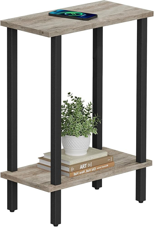 TUTOTAK Small Side Table, Narrow End Table, Skinny Sofa Table, Slim Nightstand, Couch Table, Living Room, Bed Room, Greige TB01BG062