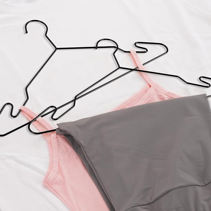 Black Aluminum Hangers, 16.5 Inch Smooth and Durable Metal Shirt Dress Hanger, Lightweight and Sturdy Metal Hanger for Suit Jackets and Casual Pants (20 Pack) (Black, Black-20P)