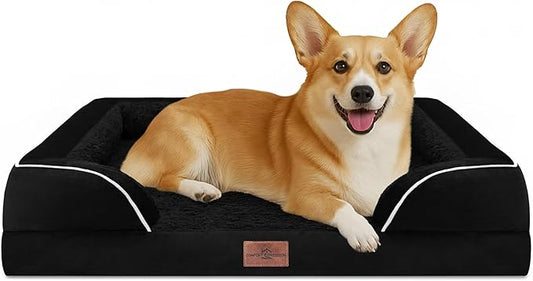Comfort Expression Medium Dog Beds Waterproof Orthopedic Foam Dog Sofa Beds for Medium Large Dogs Comfy Pet Bed with Washable Removable Cover & Non-Slip Bottom(Medium,Black)