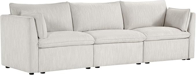 CHITA Luxury Oversized Sectional Modular Sofa, Premium Down Filled Cloud Couch, FSC Certified Comfty Deep Seat Sectional for Living Room, 3 Seat, 114‘’ Width, Snow