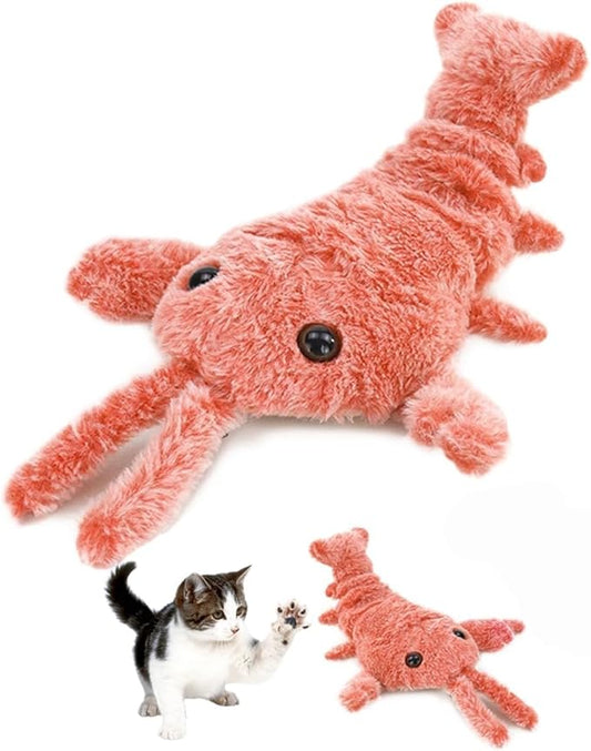 Floppy Lobster Dog Toys, Plush Jumpinp Lobster Cat Interactive Toys, USB Charging Pet Interactive Toys, Soft & Washable Cute Pet Toys, Flopping Lobster Toy for Cats & Small Dogs