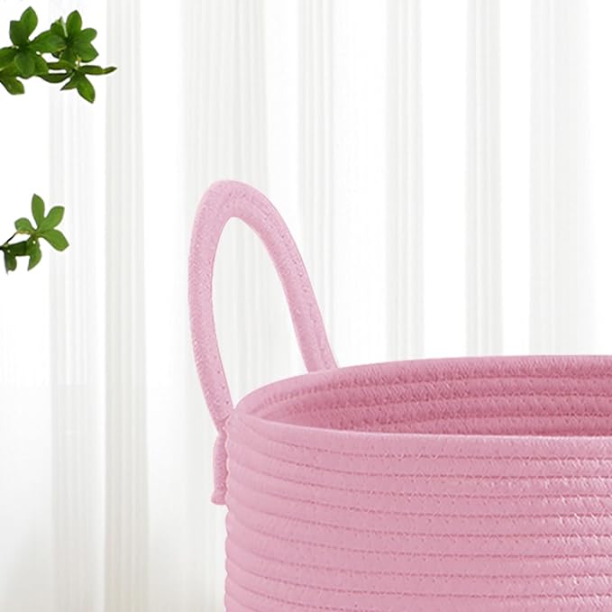 VIPOSCO Large Laundry Hamper, Tall Woven Rope Storage Basket for Blanket, Toys, Dirty Clothes in Living Room, Bathroom, Bedroom - 72L Rainbow