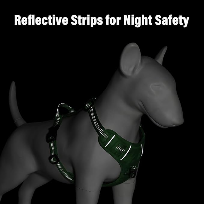 Plutus Pet No Pull Dog Harness, Reflective Adjustable Dog Vest Harness with Handle, Escape Proof, Soft Padded for Small Medium Large Dogs (Green, L)
