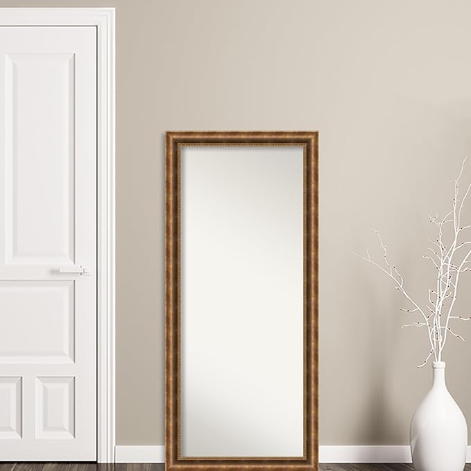 Amanti Art Bronze Full Length Mirror, 65x29 Manhattan Bronze Tall Free Standing Body Wall Mirror Full Length for Dressing, Traditional Wood Frame, Lean on Floor or Hang, Wall Decor