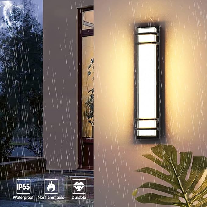 Sytmhoe Exterior Wall Lights,23.6in 36W LED Modern Porch & Patio Wall Light Fixture, Black Aluminum Exterior Sconce Wall Mounted Lights Suitable for Garage Living Room Courtyard House(3000K)