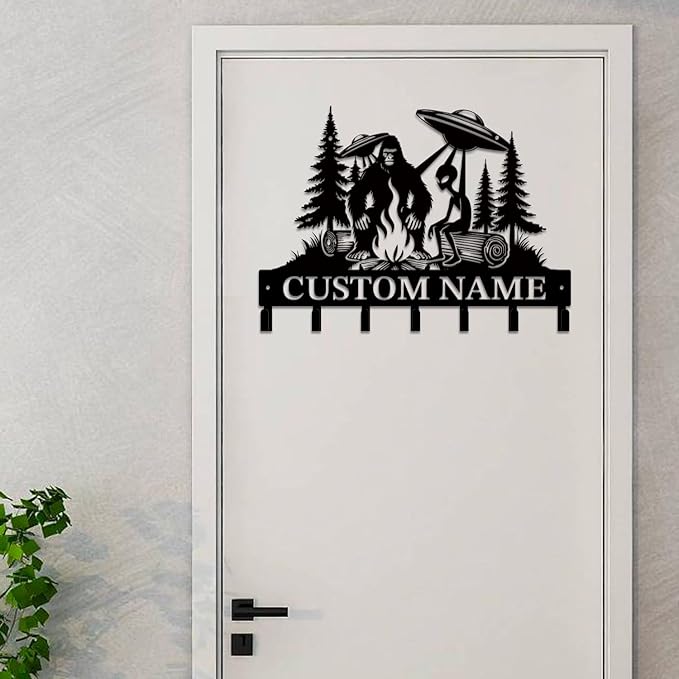 Personalized Custom Alien ET Metal Wall Keys Hooks,Clothes Hooks Alien ET Art coat racks,door holder,Black Alien ET decorations for home,Entrance doors,Hallway, Bedroom,Keys,Hats (Style M)