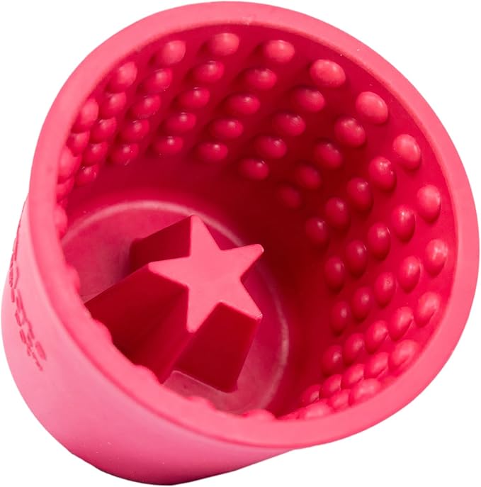 LICKIMAT Yoggie Pot – Distraction, Fun and Enrichment. Long Lasting Rubber Licking Treat Dispenser for All Dog Sizes and Slow Feeder for Small Dogs - Pink