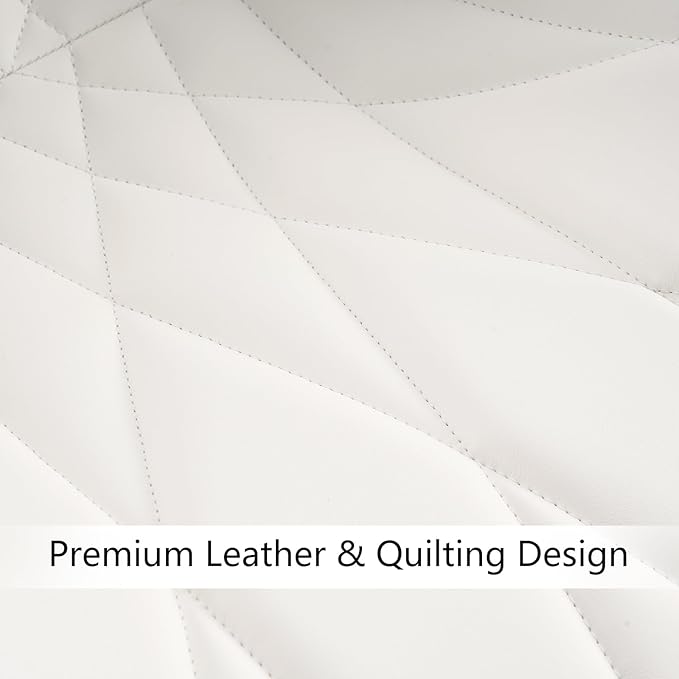 Rowill Modern Dining Chairs Set of 2 - White Faux Leather Upholstered Kitchen Chairs with Soft Cushion Backrest, Sturdy Metal Legs & Non-Slip Pads, Suitable for Home Dining Room, Kitchen