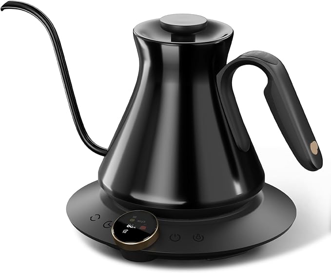 Cocinare Soulagues Electric Gooseneck Kettle, ±0.5℉ Temperature Control for Pour-over Coffee & Tea, Stainless Steel Interior, Quick Heating for Boiling Water (Soulages)
