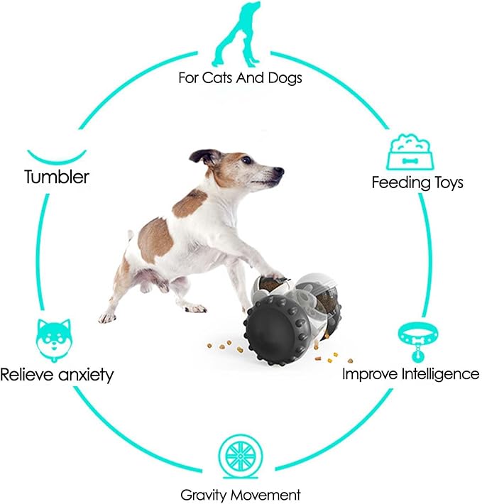 Leaking Treats Ball Pet Feeder Toy, Slow Feeder Dog Toy Interactive Wobble Treat Dispenser Ball for Cats & Small/Medium Dogs Mental Stimulation Puzzle Toy with Self-Balancing Design (Yellow)