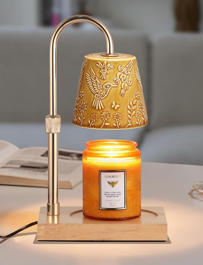 Ceramic Candle Warmer Lamp Dimmable Electric Lamp Candle Warmer for Jar Scented Candles Adjustable Height Mothers Day Birthday Gifts for Women Mom Grandma Offices Home Decor Light(Hummingbird)