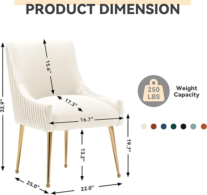 Dining Chairs, Accent Chairs Set of 4, Modern Upholstered Kitchen Dining Room Chairs with Gold Legs, Fabric Tufted Velvet Living Room Chairs for Reception Room Bedroom Guest Room (Beige)