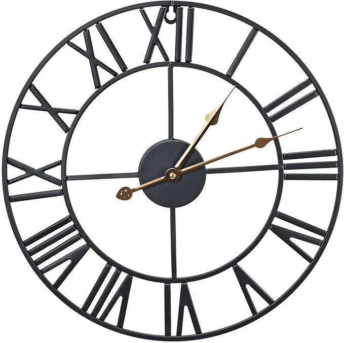 Sorbus Large Wall Clock for Living Room Decor – Easy to Hang 16-Inch Big Wall Clock – Metal Wall Art for Kitchen, Bedroom, Home, Office – Analog Decorative Wall Clock (Gold)