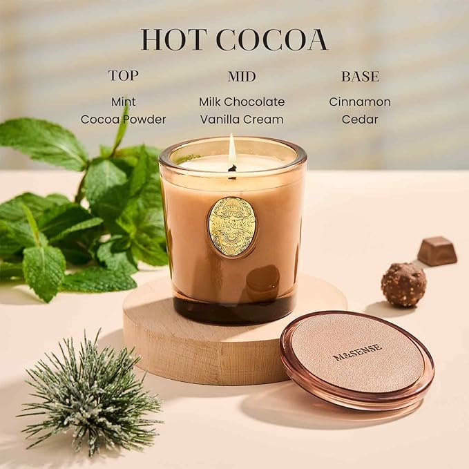 M&SENSE Natural Soy Candle | Hot Cocoa & Brown | 9.2 oz, 50H Burn Time | Luxury Scented Candle for Relaxation, Gifting, Home Décor | Ideal for Bedroom, Office, Party Ambiance