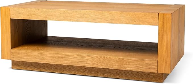 Maven Lane Artemis Coffee Table – 18 Inch Rectangle Table with Storage – Natural Solid Wood – Ideal for Living Room and Lounge