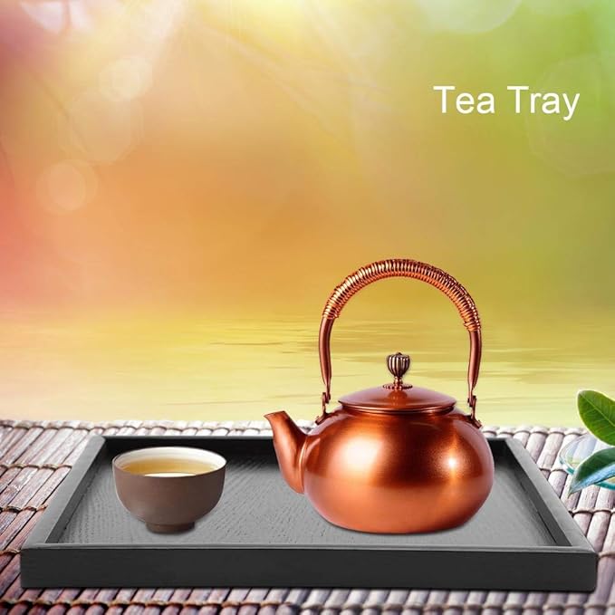 Solid Wood Serving Tray Rectangle Shape Tea Coffee Drinks Plate Snack Food Meals Breakfast Restaurant Platter Dining Tableware(12.5 x 12.5 inch)