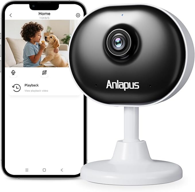 Anlapus C688 2MP Plug-in WiFi Indoor Camera for Home Security, Pet Camera with Phone App, Smart Motion/Person Detection, 2 Way Audio, Baby Monitor, Memory Card/Cloud Storage, Easy & Quick Install