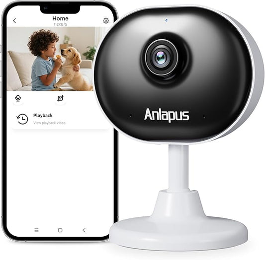 Anlapus C688 2MP Plug-in WiFi Indoor Camera for Home Security, Pet Camera with Phone App, Smart Motion/Person Detection, 2 Way Audio, Baby Monitor, Memory Card/Cloud Storage, Easy & Quick Install