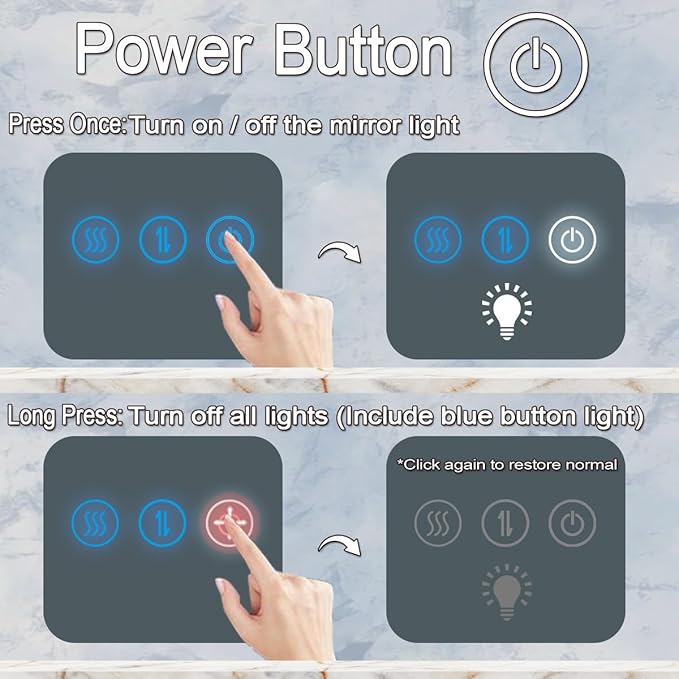 40 inch Round LED Bathroom Mirror, Black Frame, Wall Mount, Fogless, Adjustable, 3 Color Lights Smart Mirror with Anti-Fog