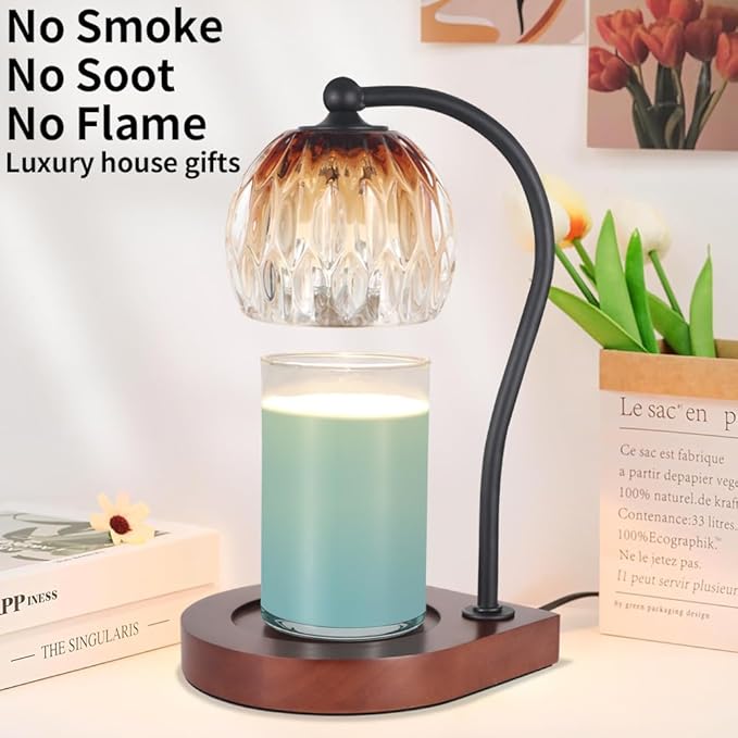 Candle Warmer Lamp, Electric Candle Warmer Birthday Gifts for Women Mom, Candle Lamp Warmer with Timer for Home Decor Housewarming Christmas (Black-Brown)