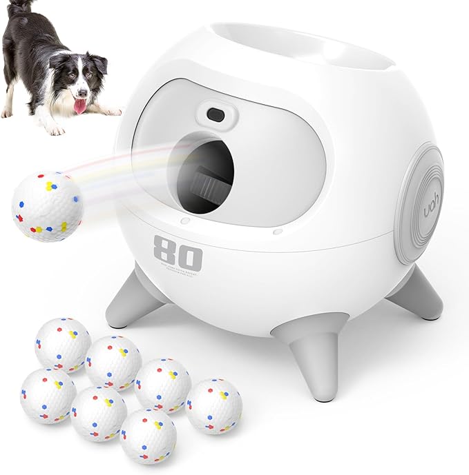 uahpet iRetriever Automatic Dog Ball Launcher with 8Pcs Balls