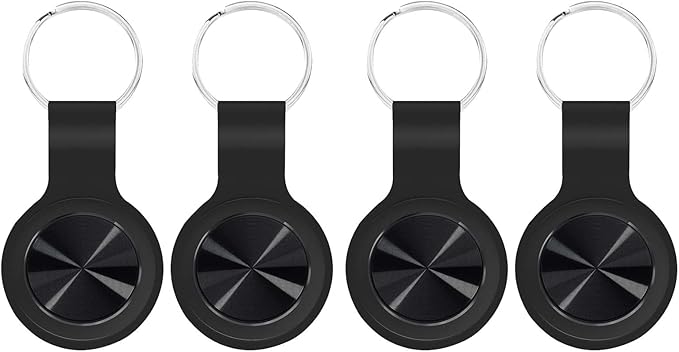 Smart Tracker Tag with Keychain,4 Pack Global Locator Tracking Device for Samsung, Android and iOS. Item Finder for Keys, Wallet, Luggage, Bags and More, Black