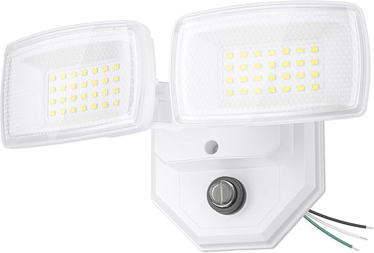 Onforu 32w 3200LM Dusk to Dawn Outdoor Lighting,6500K Dual-Head Flood Light Outdoor with Photocell,IP66 Waterproof Security Lights,Exterior Daylight Off and Night On White Wall Light for Patio Garden