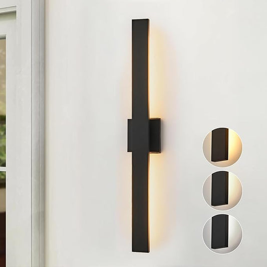 Upgraded 34in Black Long Modern LED Outdoor Wall Lights 3000K 4000K 5000K Dimmable Exterior Wall Sconce Outside Light fixtures for House Garage Front Door