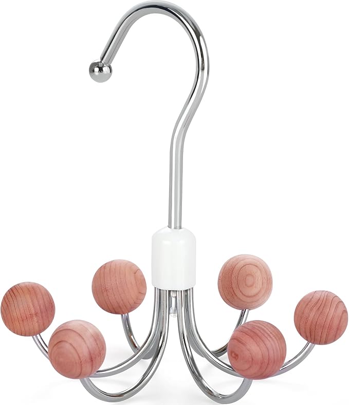 TOPIA HANGER Hoodie Hanger with 6 Cedar Balls, 360°Swivel Purse Hanger, Scarf Hanger, Closet Hooks, Handbag Organizer, Bra Hanger, Accessory Organizers for Scarf, Tanktop, Hat, Hoodie CT56C