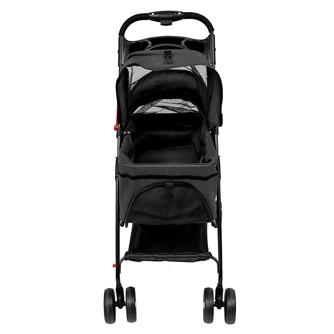 Pet Stroller for Small Medium Dogs Cats,Detachable Folding Travel Puppy Stroller with Wheels,Max Load 44 lbs,with Storage Basket